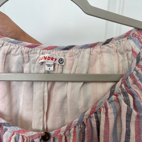 Sundry striped long sleeve tiered dress 100% cotton size 1 Small Juniors - Picture 3 of 4